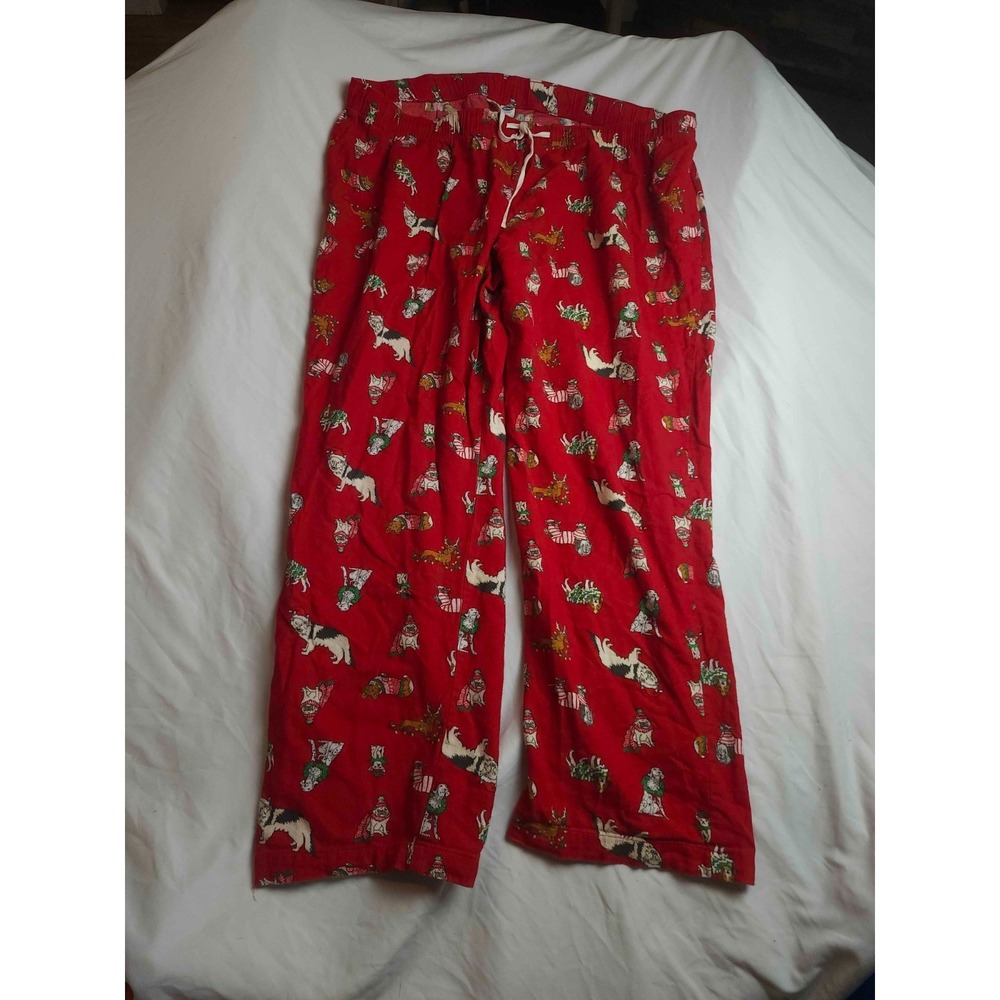 Old Navy Pajama Pants‎ Womens Size XL Red Holiday Christmas Dog Print Drawstring